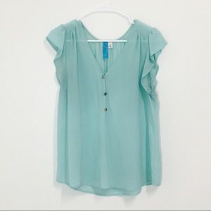 Beautiful Sheer Blue Studded Blouse!